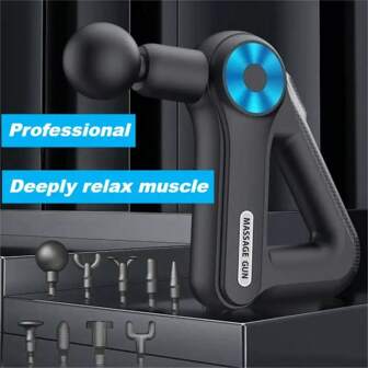 Triangle Massage Gun Strong Vibration 9 Gears 9 Massage Heads Electric Portable Fascia Gun Long Standby Deep Tissue Massage Athletes Relaxation Pain Relief Massage Fascial Gun Gym Accessories