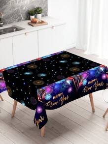 1Pc 220*130cm Happy New Year Plastic Tablecloth,Colorful Fireworks Pattern Table Cloth Decorations,Rectangular Tablecover For 2026 New Year Christmas Eve Decor,2026 Happy New Year Party Decorations Background Table Cover,Home Decor,New Year's Eve Table Decor,New Year Party Supplies,Kitchen Dining Table Decoration,Table Ornament,Christmas