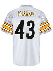 Áo thun thể thao bóng bầu dục Mỹ màu trắng tay ngắn thêu đường khâu đơn giản cổ chữ V kiểu bạn trai dành cho nam 43 - trắng - Xem 6