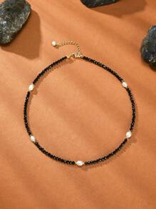1 chiếc vòng cổ choker bằng pha lê tự nhiên và ngọc trai mạ vàng 18K dành cho nữ - Nhiều màu - Xem 13