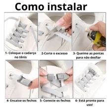 Elastic Shoelace Sneakers ABS Closure Easy, Practical, Quick Fit - 黑色 - 查看 5