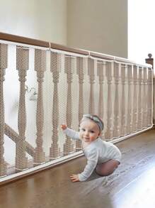 1pc Cổng lưới an toàn cho bé, Cổng phòng khách trong nhà hình chữ nhật, Quà tặng trang trí gia đình tiệc mừng em bé - màu đen - Xem 1