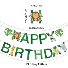 Cartoon Tier-themenorientiertes Geburtstagsdekoration Set mit Tier-Banner und hängenden Spiralen, Weihnachten