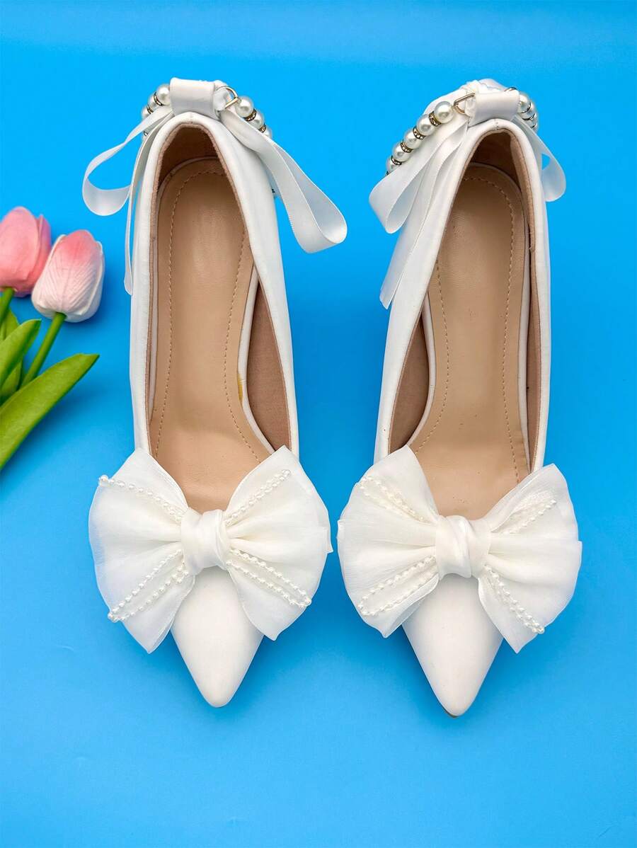 2pcs Detachable Fairy Versatile Handmade Fringed Small Beads Fabric Bow Shoe Clips Shoe Decoration
