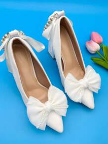 2pcs Detachable Fairy Versatile Handmade Fringed Small Beads Fabric Bow Shoe Clips Shoe Decoration