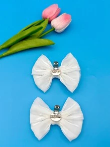 2pcs Detachable Fairy Versatile Handmade Fringed Small Beads Fabric Bow Shoe Clips Shoe Decoration