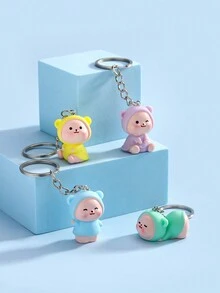 Móc khóa áo mưa nhựa gấu hoạt hình dễ thương 3D, mặt dây chuyền túi xách, móc chìa khóa xe hơi. Mặt dây chuyền cặp đôi động vật hoạt hình đáng yêu cho túi xách, điện thoại, chìa khóa, quà tặng tiệc - Nhiều màu - Xem 1