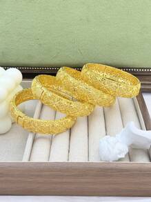 Pulseira aberta em forma de trigo banhada a ouro feminina, joia de luxo para festa de noiva