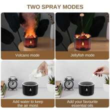 360ML Volcano Humidifier & Jellyfish Mist Diffuser - Premium Flame Lights, 2 Mist Modes, Auto Shut-Off. For Bedroom, Home & Office. - Black - View 4