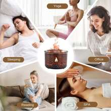 360ML Volcano Humidifier & Jellyfish Mist Diffuser - Premium Flame Lights, 2 Mist Modes, Auto Shut-Off. For Bedroom, Home & Office. - Black - View 5