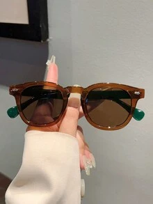 1 件女士新款全框圆形时尚眼镜复古精致小框架果冻配色时尚简约绿色男士眼镜适合旅行街头摄影装饰佩戴时尚眼镜女士太阳镜海滩配饰复古 Y2k - 彩色 - 查看 20