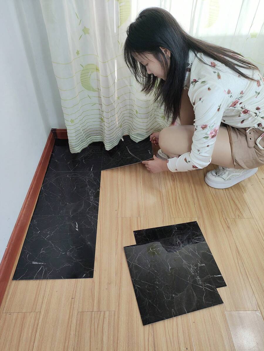 1/10pcs SelfAdhesive Fashionable Decorative Floor Tile Sticker, Thick