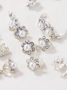 10pcs/Pack Baby Girls's Pearl Decor Cute Barrettes, European & US Style Bangs Clips, Small Hair Accessories