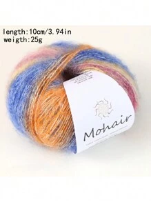 1 Pc 25g Multicolor Gradient Mohair Yarn, Fio Único Tingido à Mão para Suéteres de Tricô DIY, Cachecóis, Xales, Almofadas e Outras Peças de Vestuário