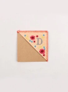 1 pieza, Punto de libro de esquina personalizado bordado a mano, 26 letras bordadas a mano en fieltro, punto de libro de bordado de flor linda para amantes de la lectura, regalo significativo, vuelta al colegio
