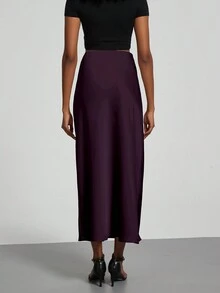 Se-Helo 时尚女士弹力缎面长裙 - 紫色