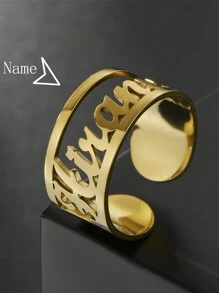 Personalized Customized Name Rings Name Rings Men's And Women's Stainless Steel Hollow Name Rings Bridesmaid And Groomsmen Gifts Anniversary/Birthday/Christmas/Valentine's Day Gifts/Mother's Day Gift
