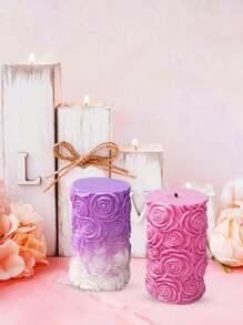 1 Khuôn nến silicon hình trụ chạm khắc, Khuôn nến họa tiết hoa bằng nhựa Epoxy pha lê tự làm, Trang trí nhà cửa cho ngày lễ tình nhân - trắng - Xem 5