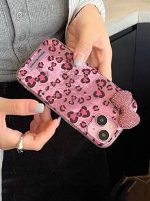 High-End European & American Style 3D Crystal Bow & Laser Leopard Print Phone Case Compatible With IPhone 16 Pro Max/16 Pro/16 Plus/16/15 Pro Max/15/14/13/12 Pro/11 Pro Max/17 Pro Max, 17 Pro, 17, 17 Air Smartphones - Red - View 6