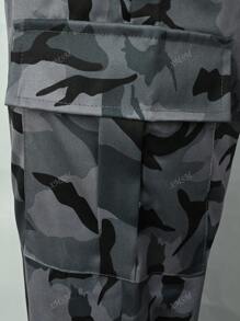 Pantalon cargo camouflage pour femmes, mode casual, taille haute, pieds liés, pantalon droit à poches multiples