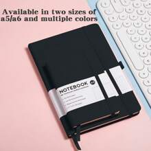 Hardcover Ruled Journal With Thick 100 Gsm College Ruled Paper A5 Size (8.5 Inches X 5.7 Inches) - Daily Writing Notebook Journal For Travel, School And Office Use - Diary Journal For Women And Men Back To School - Black - View 5