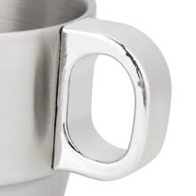 Double Layer Anti Scald Stainless Steel Stackable Water Coffee Cup Set With Cup Holder Stand - Silver - View 4