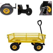 Steel Garden Cart,Utility Wagon With 4 Removable Mesh Sides To Convert Into Flatbed,400 Lbs Capacity, Utility Metal Wagon With 180° Rotating Handle And 10 In Tires, Perfect For Garden, Farm, Yard