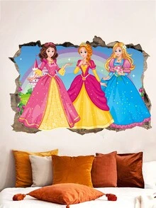 1 件卧室公主涂鸦墙贴花，自粘 PVC 墙壁装饰 - 藍色 - 查看 5