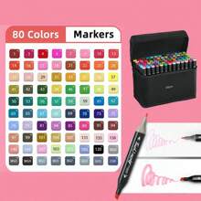 40/60/80/100/168 Couleurs Marqueurs d'Art Marqueurs à Alcool Stylo d'Art Professionnel Double Pointes Marqueur Permanent Pour Adultes & Étudiants, Marqueurs à Alcool pour Croquis Ensemble de Peinture, Fournitures Scolaires Rentrée des Classes