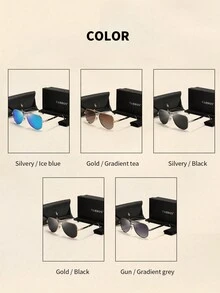 1 件 VABBON 优雅礼盒装偏光金属时尚男士眼镜，适合日常佩戴和驾驶 - 彩色 - 查看 3