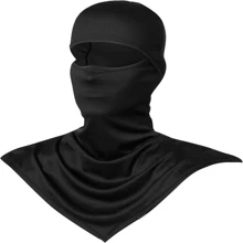 1 chiếc khăn trùm đầu bằng sợi polyester màu trơn chống gió, giữ nhiệt, bảo vệ khỏi tia UV, che toàn bộ khuôn mặt, dùng khi đi xe đạp, mùa xuân/hè/thu - màu đen - Xem 2