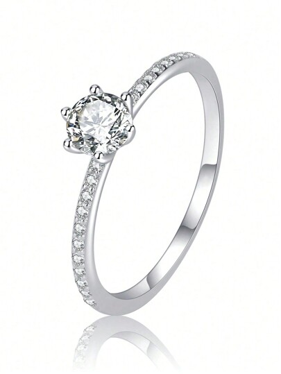 Esberry 1 pièce Classique engagement Alliance Zircone Cubique Décor Argent Bande De Mariage Pour Femme Mariage Nuptial fine Bijou