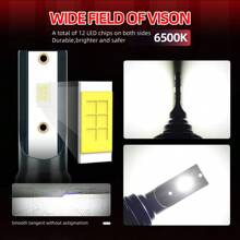 2pcs H1 H7 H11 9005/HB3 9006/HB4 9012 H4 H13 LED Headlight Bulbs, 6000K Cool White, 200W, 70000LM, Super Bright CSP Chips, Built-In High-Speed Turbine Quiet Fan, 800% Brighter, Over 70000 Hours Lifespan