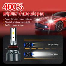 2pcs H1 H7 H11 9005/HB3 9006/HB4 9012 H4 H13 LED Headlight Bulbs, 6000K Cool White, 200W, 70000LM, Super Bright CSP Chips, Built-In High-Speed Turbine Quiet Fan, 800% Brighter, Over 70000 Hours Lifespan