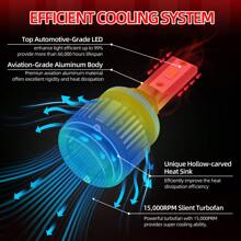 2pcs H1 H7 H11 9005/HB3 9006/HB4 9012 H4 H13 LED Headlight Bulbs, 6000K Cool White, 200W, 70000LM, Super Bright CSP Chips, Built-In High-Speed Turbine Quiet Fan, 800% Brighter, Over 70000 Hours Lifespan