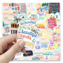 Hochwertige Motivations- und Inspirations-Aufkleber-Kollektion, Designs, klare Muster, wiederverwendbar, geeignet für Handyhüllen, Tablets, Planer, Schreibtische, Räume - 50 farbenfrohe inspirierende Texte - Übersicht 4