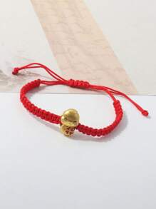 1 pieza Pulsera de bendición del Año Nuevo chino, carácter de "Felicidad", corazón de la suerte, de calabaza de riqueza, adecuado como regalo de Año Nuevo - Rojo - Ver 4