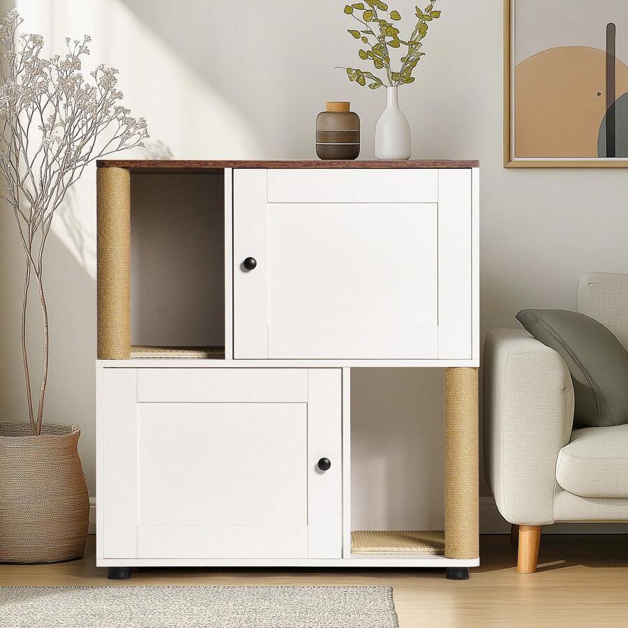 Cat Litter Box Enclosure For 2 Cats, Tall Large Cat Litter Box