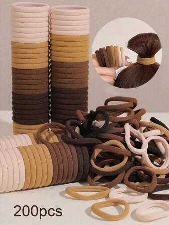 200 件套装，黑色纯色弹力发圈，适合日常使用，简约耐用，可扎出厚实的马尾辫，女士发饰，美发工具，美容配件，卷发饰品，发饰，女士发饰，秋季，旅行，美发工具，女士配件，美发用品，秋季，女士发饰，美发工具，美发用品，用品，美容配件，礼物，旅行，女士礼物，美发用品，圣诞礼物