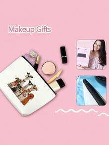 1 个可爱腊肠犬小狗印花可重复使用的杂货化妆包，卡通 Y2k 轻便收纳袋 - 宽敞，是圣诞前夕和圣诞节送给妈妈、奶奶、姐妹的理想礼物，非常适合工作、学校、购物和旅行的日常使用，邮递员必备品（四种颜色可选：粉色、黑色、米色、卡其色）化妆包化妆收纳盒化妆收纳盒化妆收纳化妆袋化妆袋 - 彩色 - 查看 4