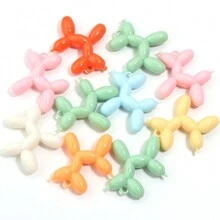 5pcs/Pack Assorted Acrylic Puffy Dog Pendant, Flocked Furry, Solid Color, Electroplated Metal, Jelly, Plated Colorful Puffy Dog Charms For DIY Phone, Key Chain, Necklace, Hair Accessory, Earrings Decoration Accessories