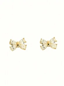 1 Pair Elegant Cubic Zirconia Stud Earrings, Suitable For Teenage Girls For Daily Wear, Party Jewelry Or Birthday Gift - 1# - View 3