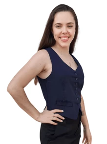 state of the art Women's Vest Linen Casual Tailoring - 藏蓝色 - 查看 3