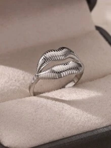 1PC Chic Lip Ring For Women Girls 18K Gold Plated Adjustable Stainless Steel Ring Funny Jewelry Love Gift - Multicolor - View 5