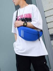 1 件纯色反光材质胸包、防水腰包、手机袋、零钱包、可调节斜挎包，适合男士使用，简约设计，适合户外、旅行、学校、办公室。适合万圣节、圣诞节等节日礼物，黑色、白色、红色、蓝色、灰色、黄色街头服饰