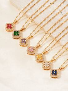 1 件时尚女士钛钢链铜吊坠项链 - 金色吊墜項鍊 - 查看 3