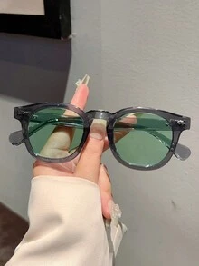 1 件女士新款全框圆形时尚眼镜复古精致小框架果冻配色时尚简约绿色男士眼镜适合旅行街头摄影装饰佩戴时尚眼镜女士太阳镜海滩配饰复古 Y2k - 彩色 - 查看 8
