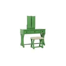 Unique Modern Bedroom Vanity Set W Stool Foldable Mirror Drawers Apple Green Color MDF Veneer 1pc Vanity Furniture - Antique Green + Particle Board + Modern as Pic - View 17