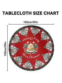 1pc Customized Round Tablecloth, Merry Christmas Tablecover, Christmas Theme Tablecloth, Elegant Christmas Tabletop Decor, 59*59IN Round Tablecloth, Holiday Tabletop Decor Fabric, Home Decor, Christmas Decoration, Gift