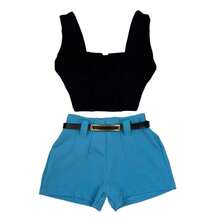 Women's Children's Fashion Blogger Clothing Fashionista Cropped Shorts Tailoring Luxury - màu đen - Xem 2